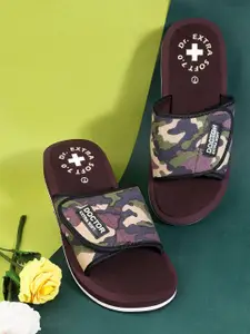 DOCTOR EXTRA SOFT Men Orthopedic Camouflage Printed Sliders With Velcro Strap
