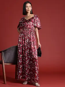 all about you Floral Print Satin Maxi Dress