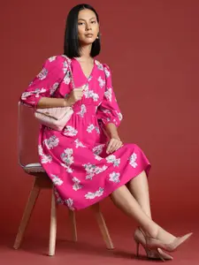all about you Floral Printed Midi Fit & Flare Dress