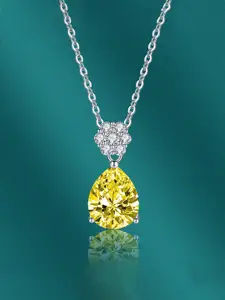 Designs & You Silver-Plated CZ-Studded Pendant With Chain