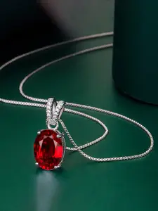 Designs & You Silver-Plated CZ-Studded Pendant With Chain