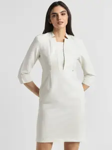 Allen Solly Woman Mandarin Collar Three-Quarter Sleeves Sheath Formal Dress