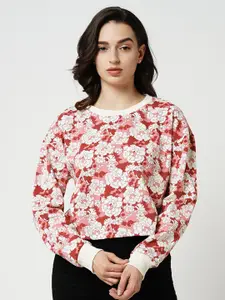 ONLY Floral Printed Round Neck Pure Cotton Pullover Sweatshirt