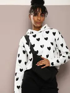 Kook N Keech Printed Hooded Pure Cotton Crop Sweatshirt