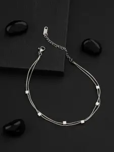 E2O Rhodium-Plated Dew Drop Glow Anklet