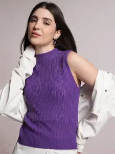 Tokyo Talkies Self Designed Mock Collar Acrylic Pullover