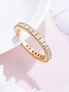 Zavya Women Rose Gold-Plated CZ Studded Sterling Silver Finger Ring