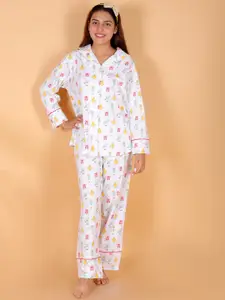 The Mom Store Conversational Printed Pure Cotton Night suit