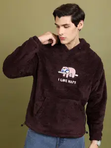 HIGHLANDER Graphic Printed Over Sized Drop Shoulder Hooded Neck Pullover Sweatshirt