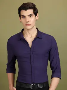 HIGHLANDER Purple Slim Fit Casual Shirt