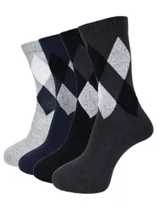 Dollar Socks Men Pack Of 4 Patterned Calf-Length Socks