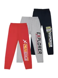 BAESD Boys Pack Of 3 Mid-Rise Pure Cotton Joggers