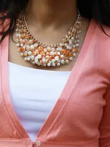 Rhea Layered Glass Beads Champagne Necklace