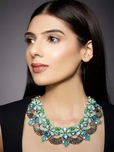 Rhea Rhodium-Plated Crystals Necklace