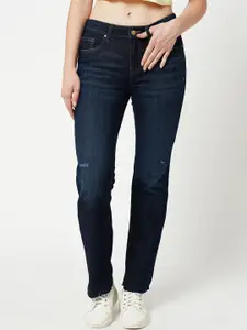 ONLY Women High-Rise Low Distress Light Fade Stretchable Jeans
