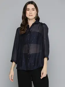SCOUP Women Sequinned Opaque Casual Shirt