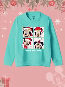 YK Disney Girls Mickey Mouse Printed Pullover Sweatshirt