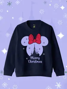 YK Disney Girls Minnie Mouse Printed Pullover Sweatshirt