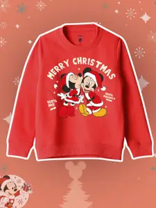 YK Disney Girls Mickey Mouse Printed Pullover Sweatshirt