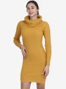 Chemistry Self Designed Turtle Neck Cotton Jumper Dress