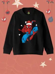 YK Marvel Boys Spiderman Printed Pullover Sweatshirt