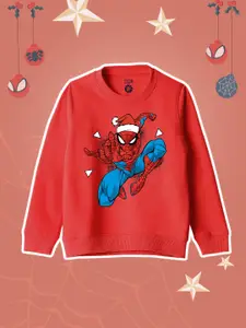 YK Marvel Boys Spiderman Printed Pullover Sweatshirt