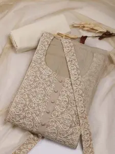 Meena Bazaar Ethnic Motifs Embroidered Art Silk Unstitched Dress Material