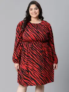 Oxolloxo Plus Size Animal Printed Fit & Flare Dress