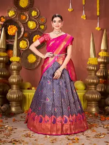 SHOPGARB Ethnic Motifs Woven Design Semi-Stitched Lehenga & Unstitched Blouse With Dupatta