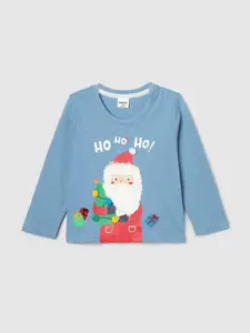 max Boys Santa Claus Printed Applique Cotton T-shirt