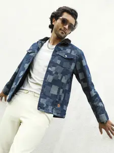 Campus Sutra Geometric Printed Windcheater Bomber Jacket