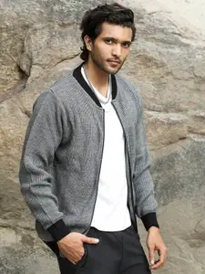 Campus Sutra Cotton Mandarin Collar Windcheater Bomber Jacket