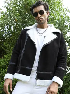 Campus Sutra Lapel Collar Windcheater Bomber Jacket