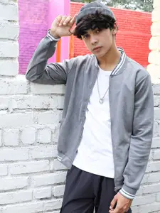 Campus Sutra Stand Collar Windcheater Bomber Jacket