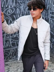 Campus Sutra Grey Windcheater Puffer Jacket