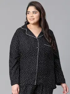 Oxolloxo Plus Size Relaxed Tailored Fit Conversational Printed Casual Shirt