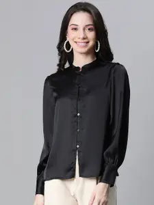 Oxolloxo Super Mandarin Collar Satin Casual Shirt