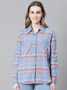 Oxolloxo Relaxed Tailored Fit Tartan Checks Cotton Casual Shirt