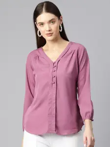 Ives Puff Sleeves Crepe Shirt Style Top