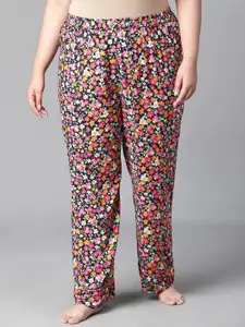 Oxolloxo Plus Size Printed Cotton Relaxed Lounge Pants