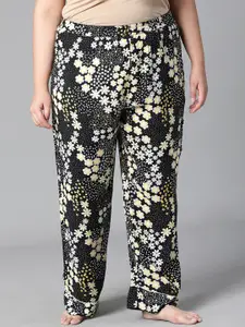 Oxolloxo Women Plus Size Floral Printed Cotton Lounge Pants