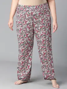 Oxolloxo Plus Size Printed Cotton Relaxed Lounge Pants