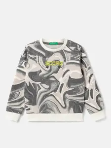 United Colors of Benetton Boys Abstract Printed Cotton Pullover Sweatshirt