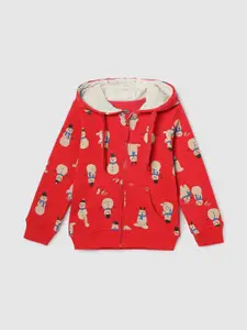 max Boys Graphic Printed Hooded Front-Open Sweatshirt