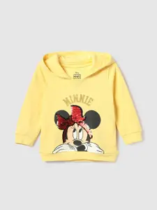 max Girls Minnie Printed Embellished Hooded Pure Cotton Sweatshirt