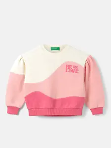 United Colors of Benetton Girls Colourblocked Cotton Pullover Sweatshirt