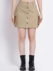 SUMAVI-FASHION Organic Cotton Corduroy Straight Mini Skirt