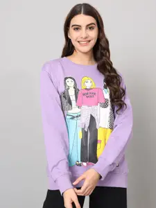 The Dry State Lavender Graphic Printed Fleece Pullover