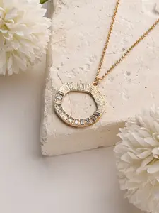 Accessorize Crystals-Studded Textured Circle Long Necklace