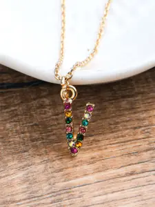 Accessorize Gold-Plated Crystal Initial Pendant With Chain
